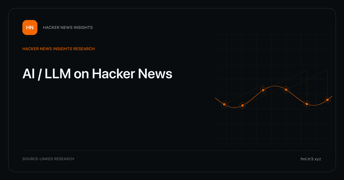 Visual guide to AI / LLM on Hacker News: How AI / LLM changed in Hacker News story titles from 2007 through 2026, with annual title share, peak year, sources, and coverage limits.