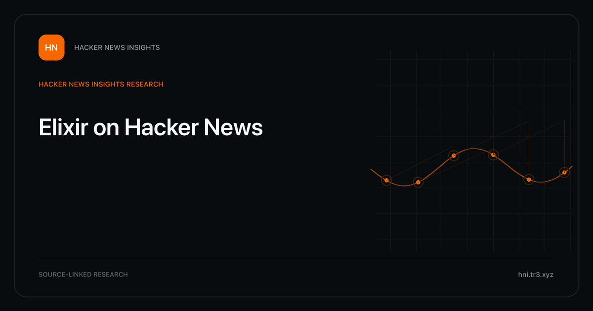 Visual guide to Elixir on Hacker News: How Elixir changed in Hacker News story titles from 2007 through 2026, with annual title share, peak year, sources, and coverage limits.