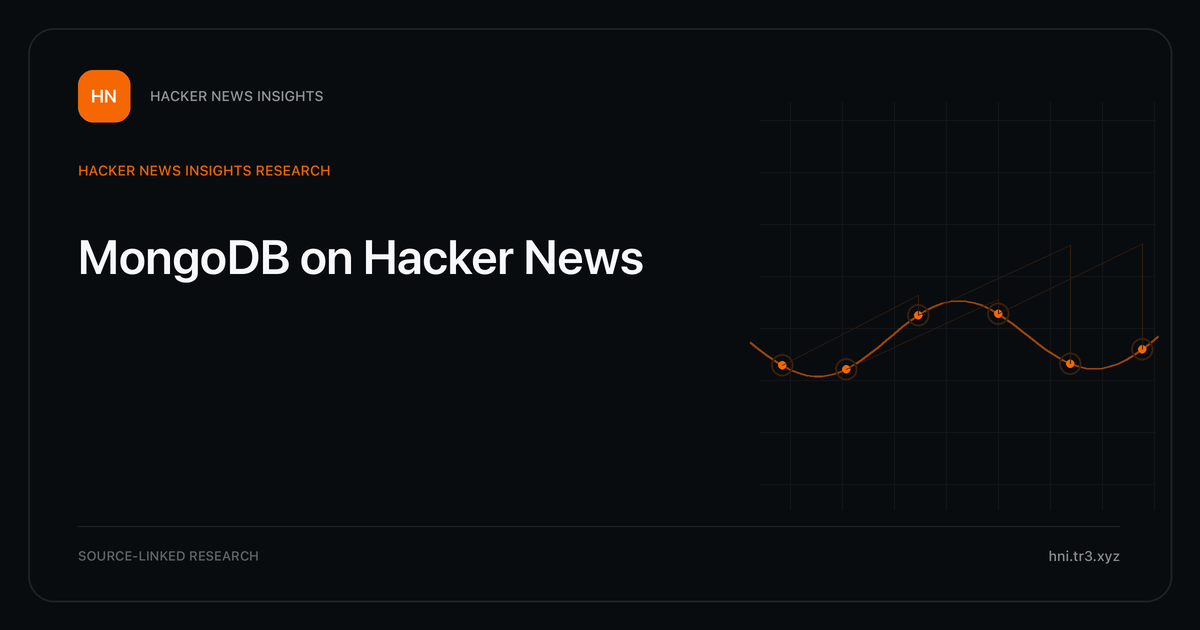 Visual guide to MongoDB on Hacker News: How MongoDB changed in Hacker News story titles from 2007 through 2026, with annual title share, peak year, sources, and coverage limits.