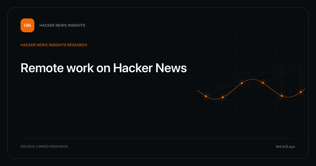 Visual guide to Remote work on Hacker News: How Remote work changed in Hacker News story titles from 2007 through 2026, with annual title share, peak year, sources, and coverage limits.